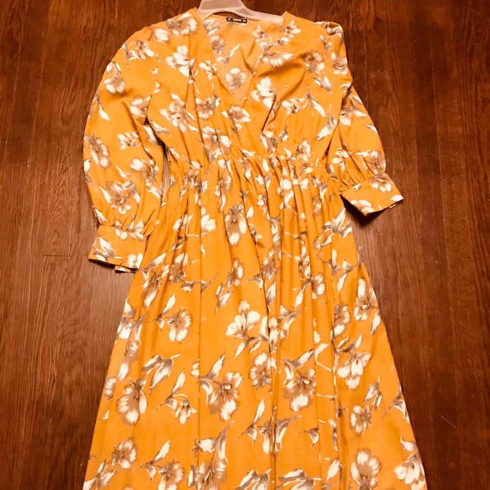 Long sleeved marigold maxi dress